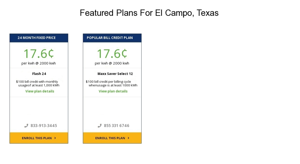 Compare the cheapest El Campo electricity providers and rates