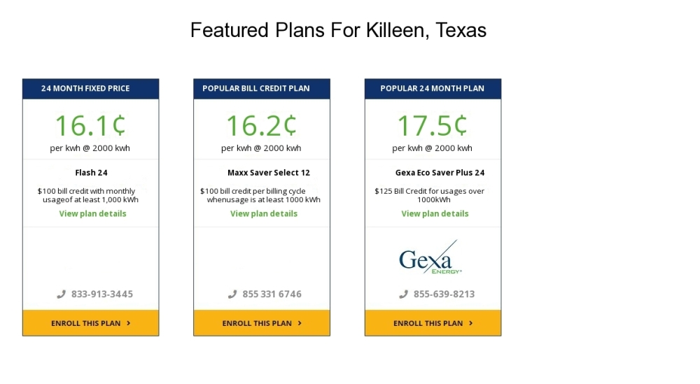 Compare the cheapest Killeen electricity providers and rates