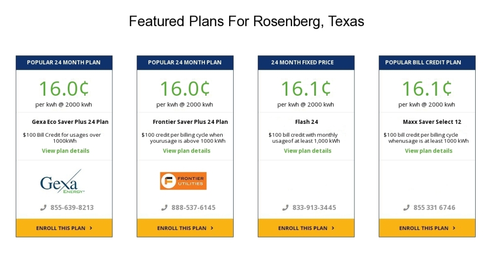 Compare the cheapest Rosenberg electricity providers and rates